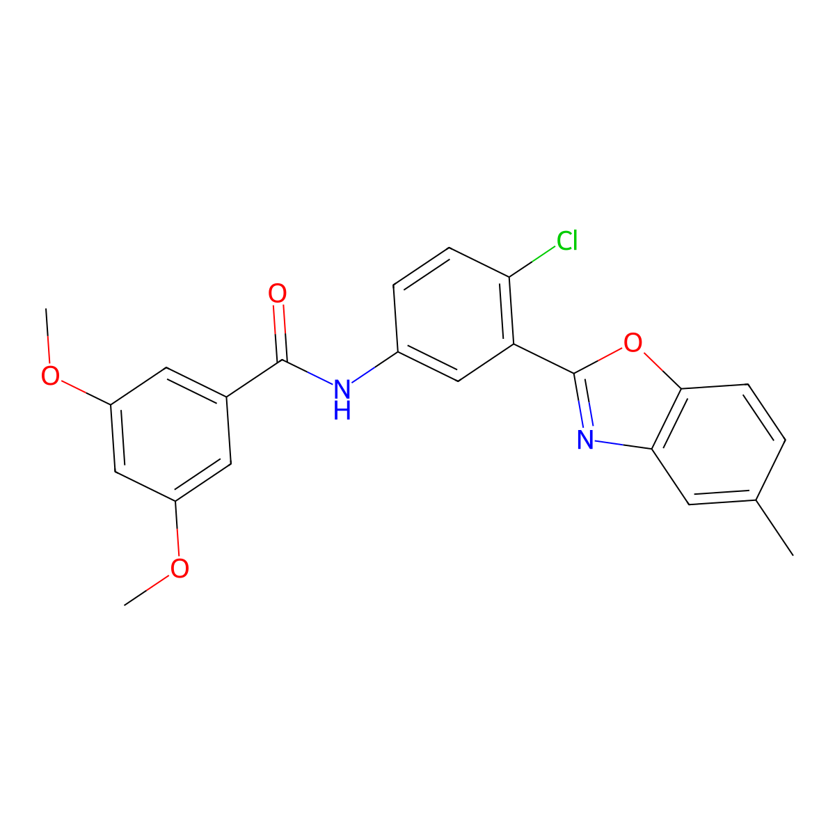 N-[4-chloro-3-(5-methyl-1,3-benzoxazol-2-yl)phenyl]-3,5-dimethoxybenzamide molecular structure, CAS 328975-84-4