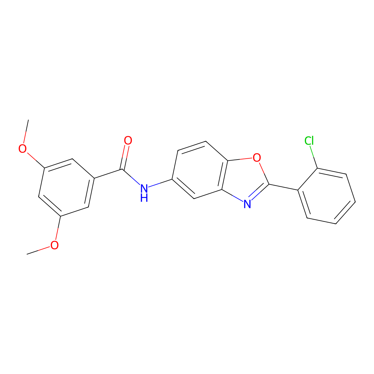 N-[2-(2-chlorophenyl)-1,3-benzoxazol-5-yl]-3,5-dimethoxybenzamide molecular structure, CAS 328976-23-4