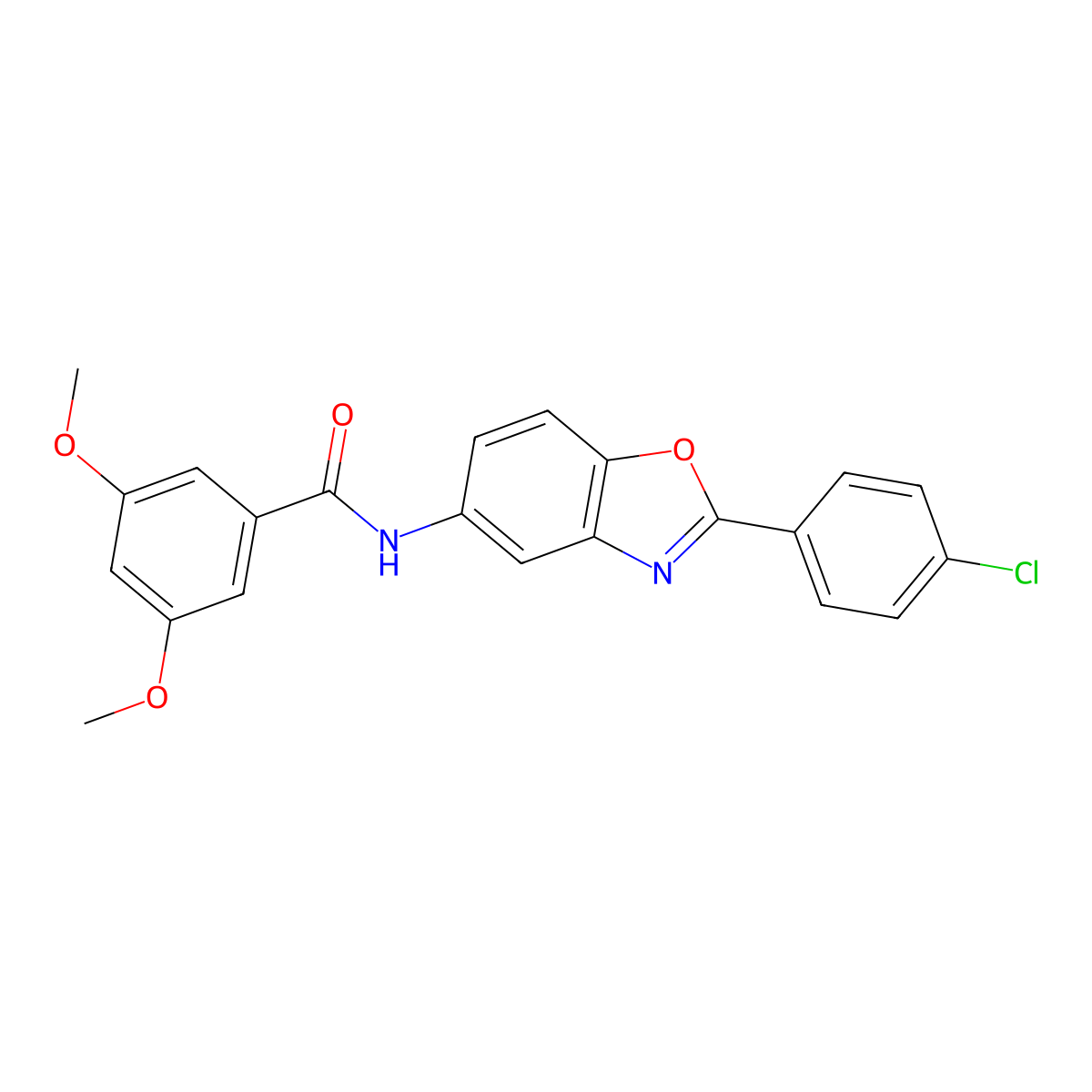 N-[2-(4-chlorophenyl)-1,3-benzoxazol-5-yl]-3,5-dimethoxybenzamide molecular structure, CAS 328976-28-9