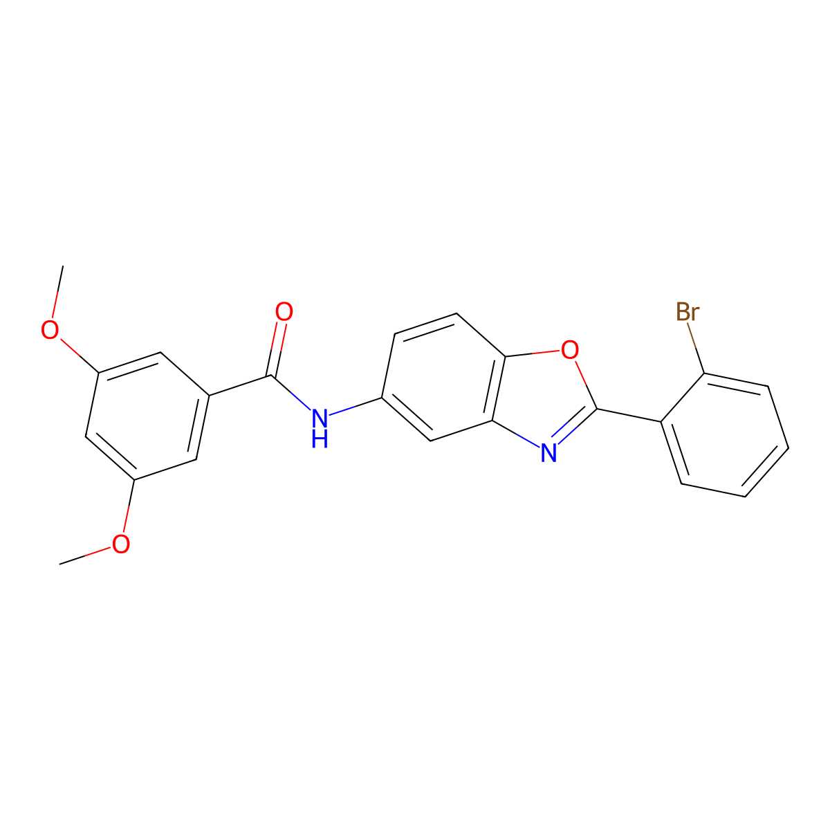 N-[2-(2-bromophenyl)-1,3-benzoxazol-5-yl]-3,5-dimethoxybenzamide molecular structure, CAS 328976-33-6