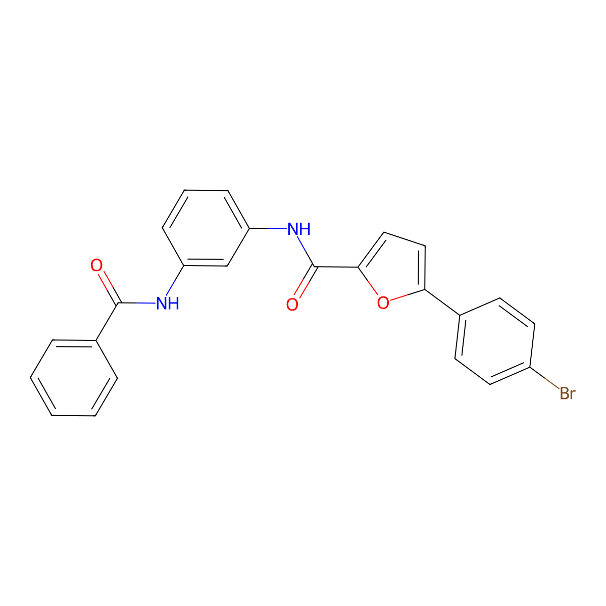 N-(3-benzamidophenyl)-5-(4-bromophenyl)furan-2-carboxamide molecular structure, CAS 328976-89-2