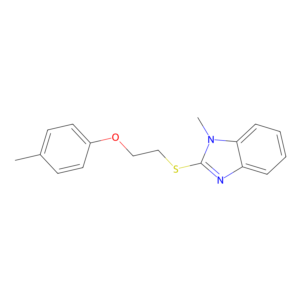 1-Methyl-2-[2-(4-methylphenoxy)ethylsulfanyl]benzimidazole molecular structure, CAS 328977-90-8