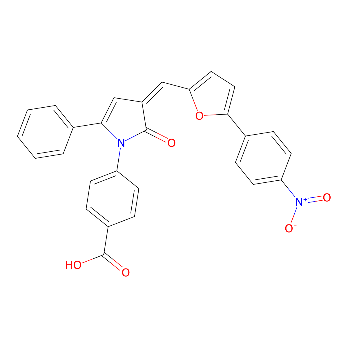 4-[(3E)-3-[[5-(4-nitrophenyl)furan-2-yl]methylidene]-2-oxo-5-phenylpyrrol-1-yl]benzoic acid molecular structure, CAS 328998-25-0