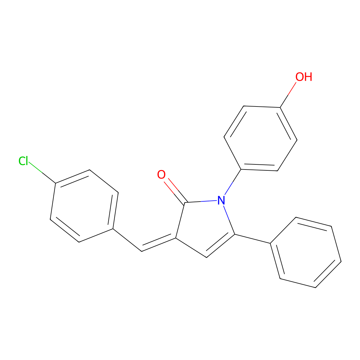 (3Z)-3-[(4-chlorophenyl)methylidene]-1-(4-hydroxyphenyl)-5-phenylpyrrol-2-one molecular structure, CAS 328998-53-4