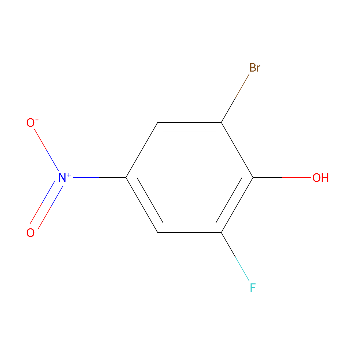 2-Bromo-6-fluoro-4-nitrophenol molecular structure, CAS 329-49-7
