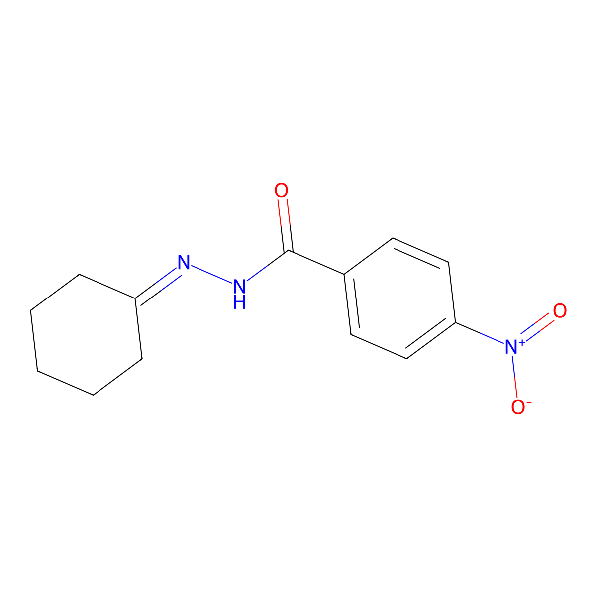 Benzoic acid, p-nitro-, cyclohexylidenehydrazide molecular structure, CAS 329-84-0