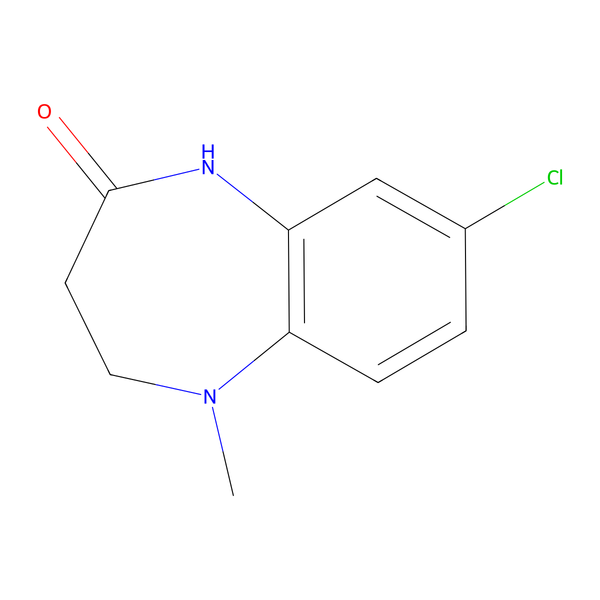 8-chloro-5-methyl-2,3,4,5-tetrahydro-1H-1,5-benzodiazepin-2-one molecular structure, CAS 32900-23-5