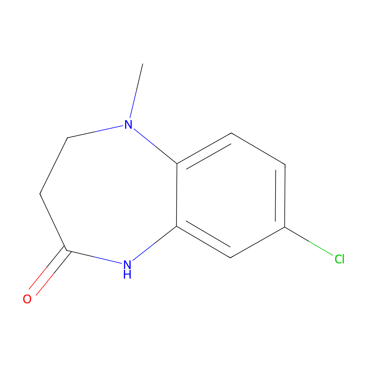 8-chloro-5-methyl-2,3,4,5-tetrahydro-1H-1,5-benzodiazepin-2-one molecular structure, CAS 32900-23-5