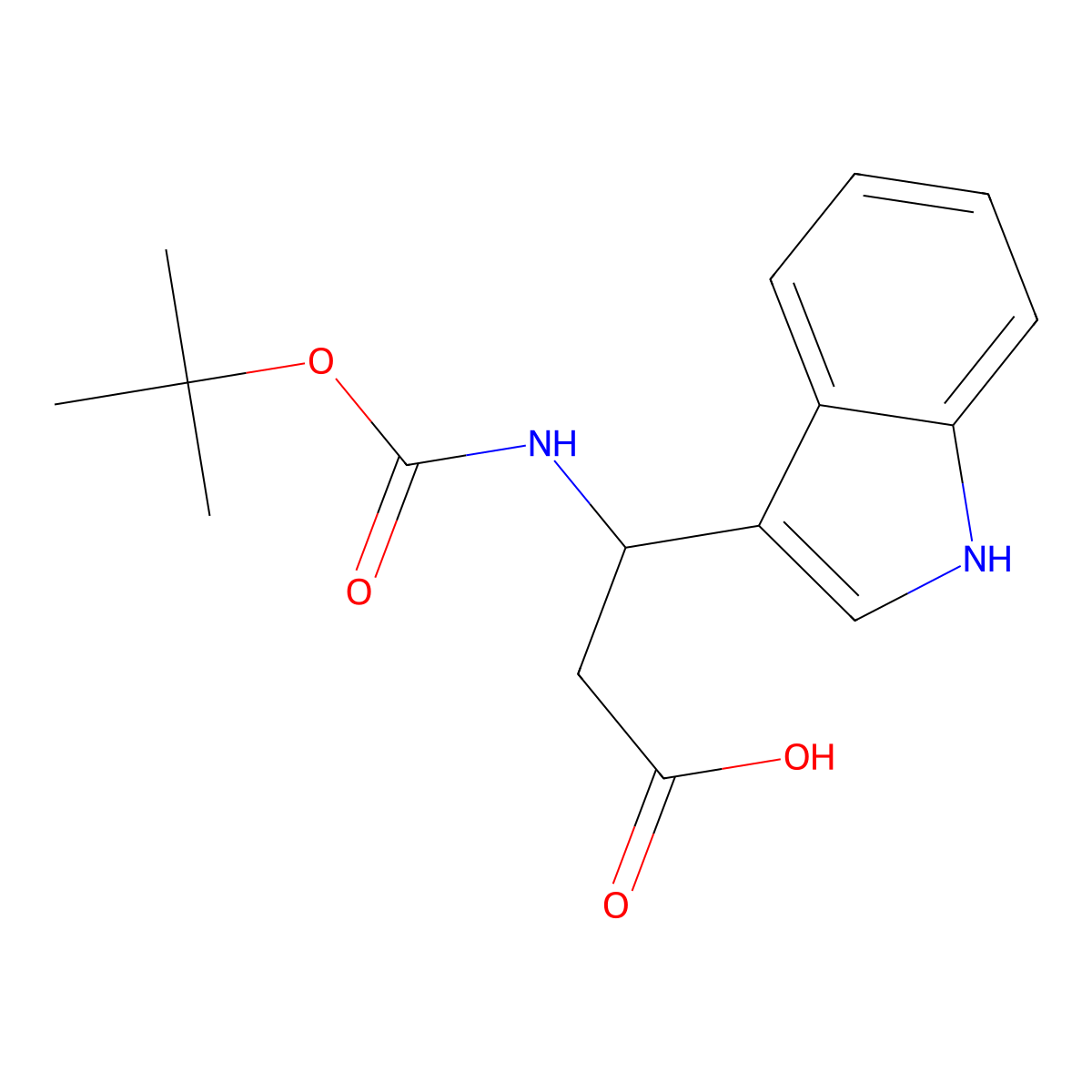 (3R)-3-{[(tert-butoxy)carbonyl]amino}-3-(1H-indol-3-yl)propanoic acid molecular structure, CAS 329013-10-7