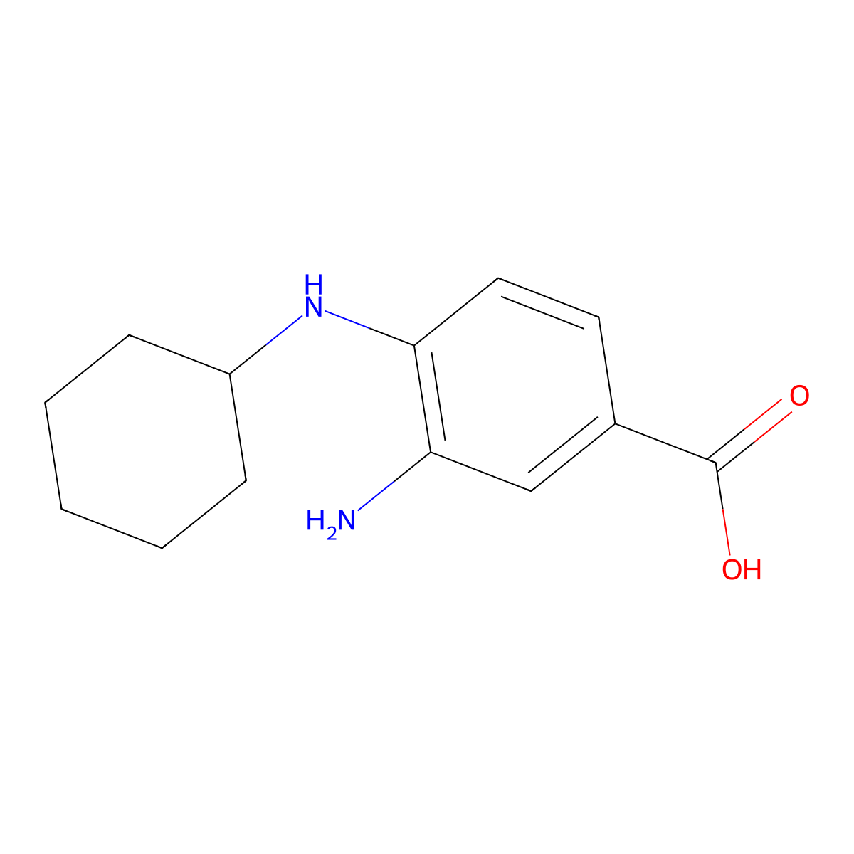 3-Amino-4-(cyclohexylamino)benzoic acid molecular structure, CAS 329020-79-3