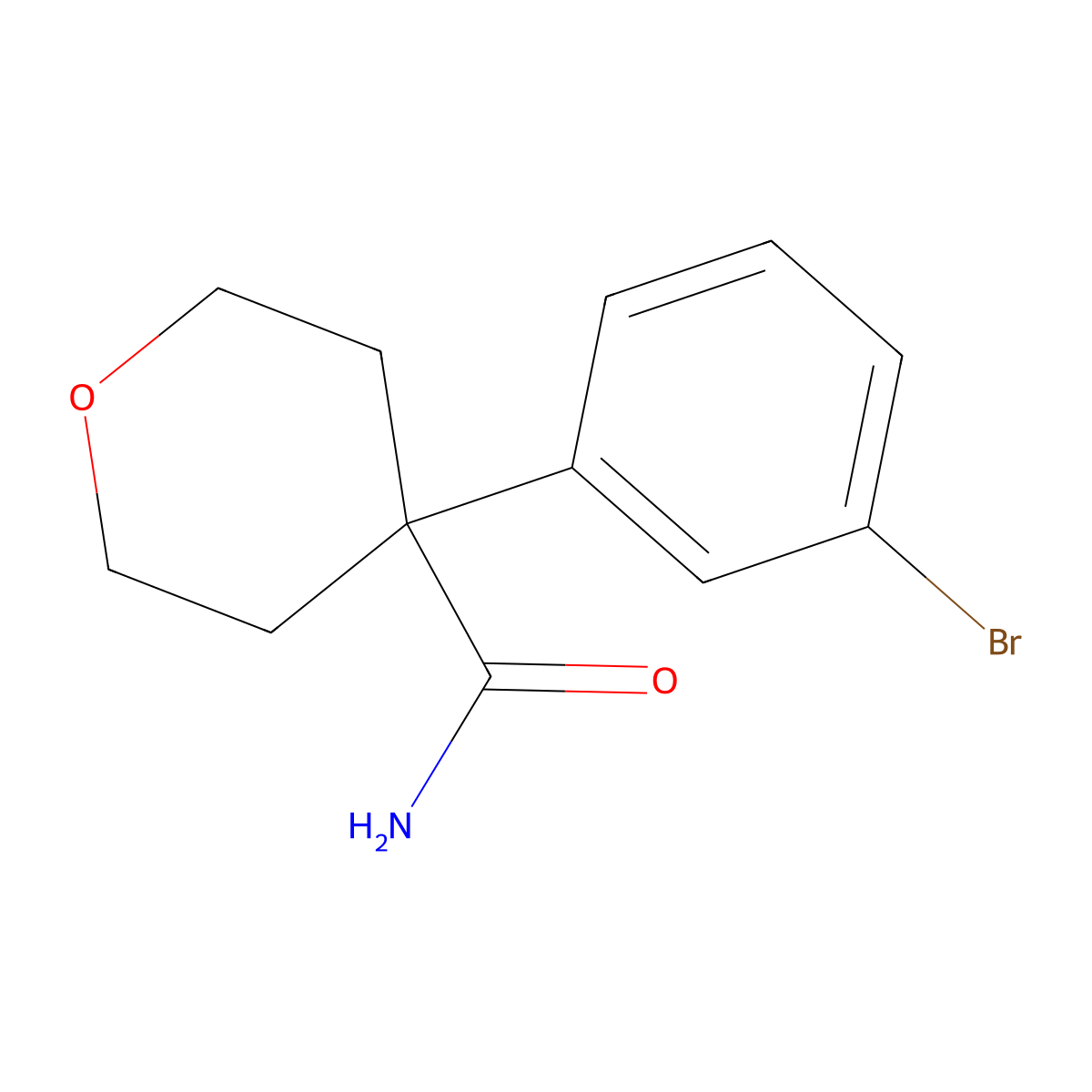 4-(3-Bromophenyl)oxane-4-carboxamide molecular structure, CAS 329025-26-5