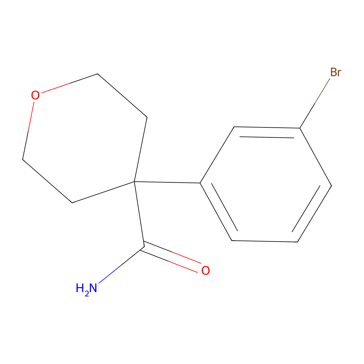 4-(3-Bromophenyl)oxane-4-carboxamide molecular structure, CAS 329025-26-5