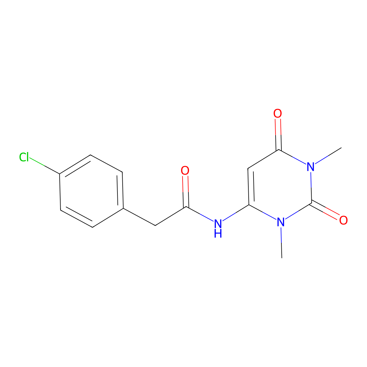 2-(4-chlorophenyl)-N-(1,3-dimethyl-2,6-dioxopyrimidin-4-yl)acetamide molecular structure, CAS 329042-62-8