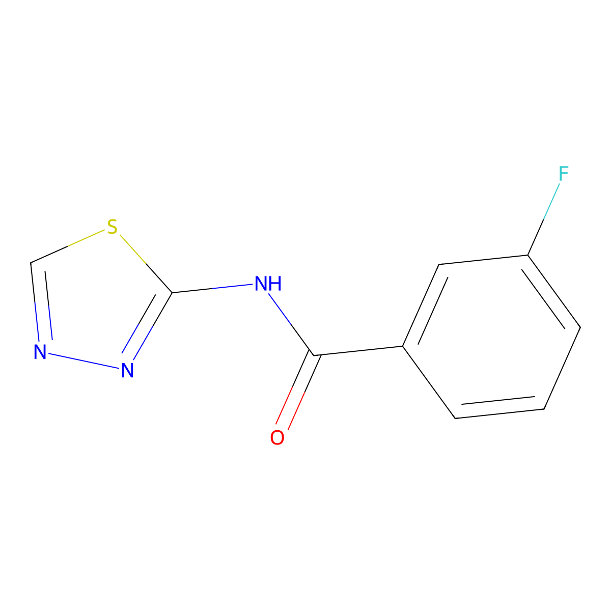 3-fluoro-N-(1,3,4-thiadiazol-2-yl)benzamide molecular structure, CAS 329042-71-9