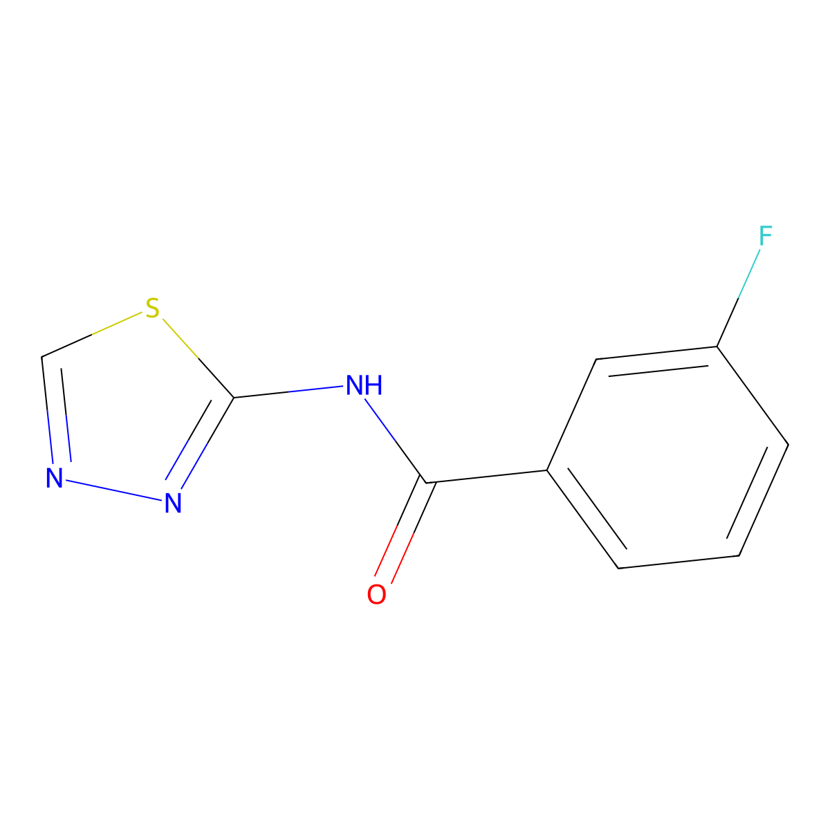 3-fluoro-N-(1,3,4-thiadiazol-2-yl)benzamide molecular structure, CAS 329042-71-9
