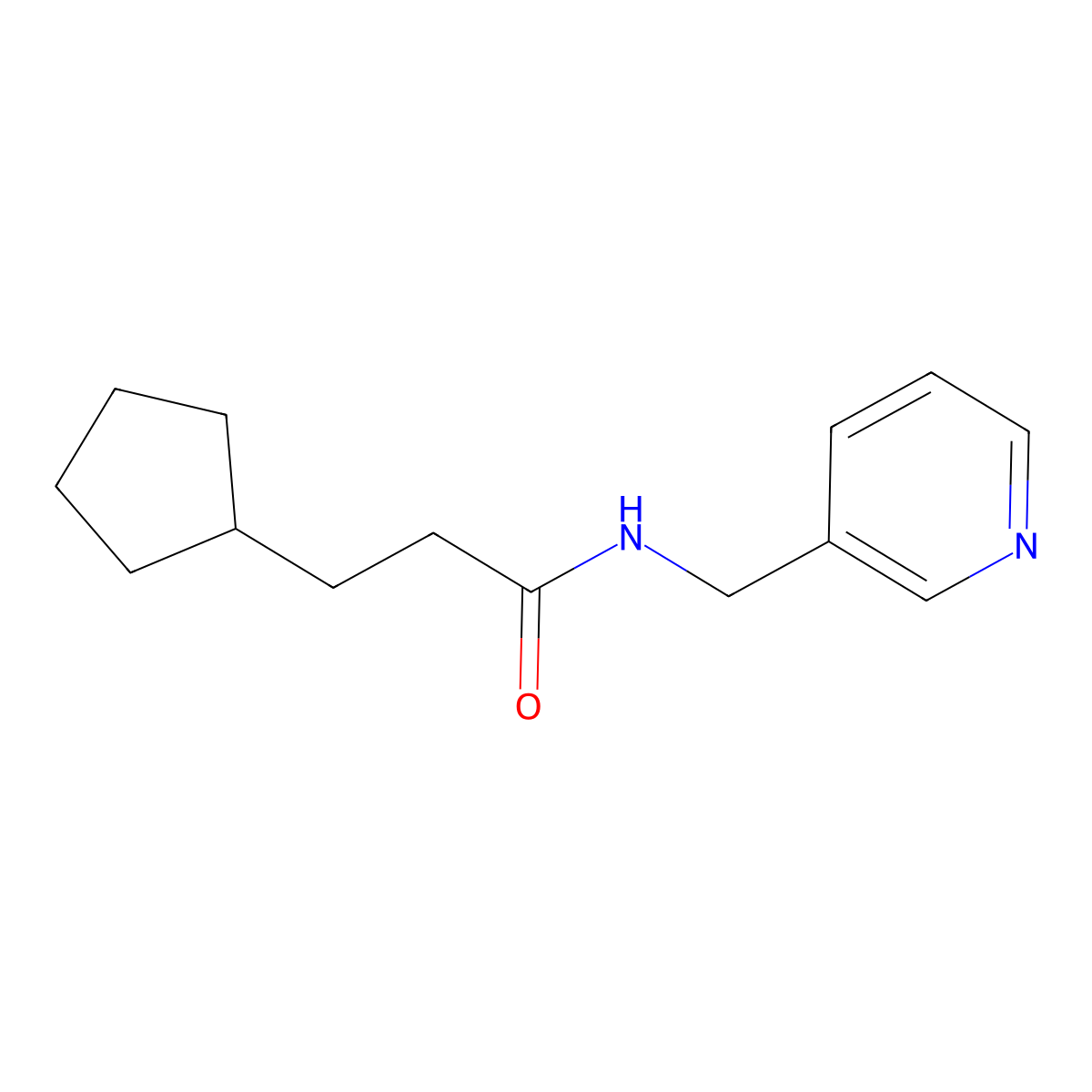 3-cyclopentyl-N-(pyridin-3-ylmethyl)propanamide molecular structure, CAS 329043-06-3