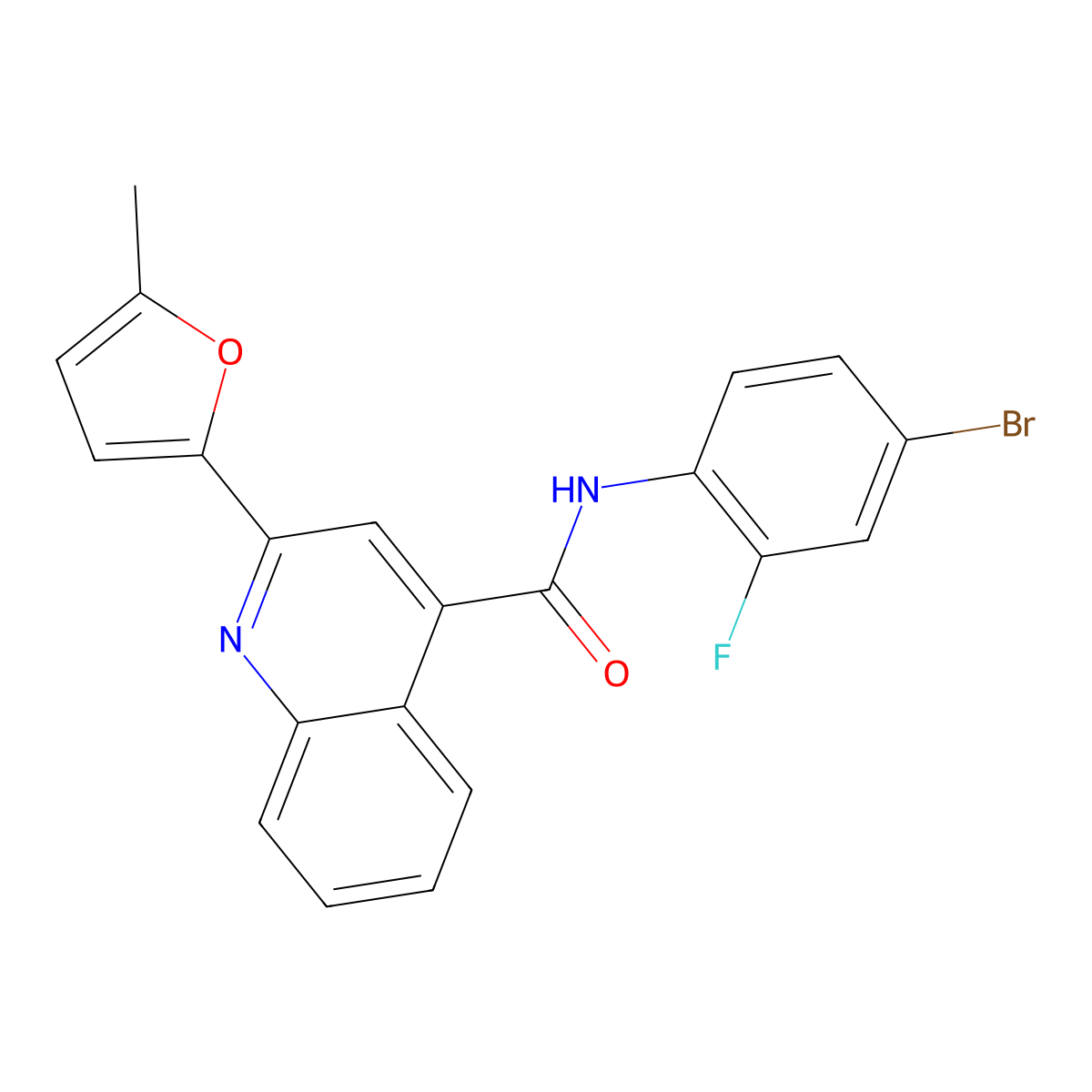 N-(4-bromo-2-fluorophenyl)-2-(5-methylfuran-2-yl)quinoline-4-carboxamide molecular structure, CAS 329043-30-3