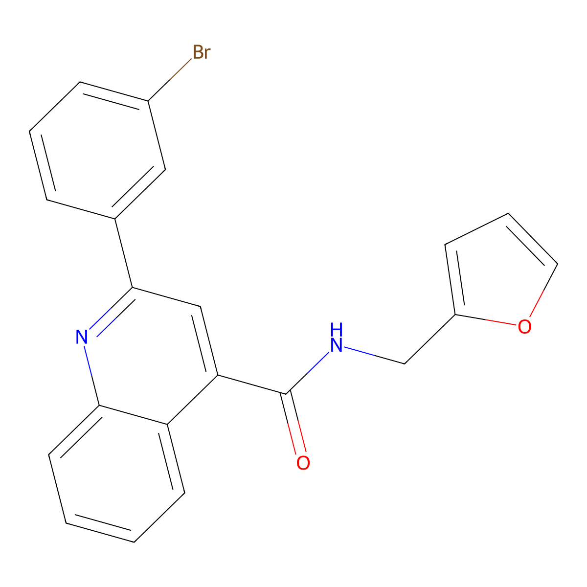 2-(3-bromophenyl)-N-(furan-2-ylmethyl)quinoline-4-carboxamide molecular structure, CAS 329043-35-8