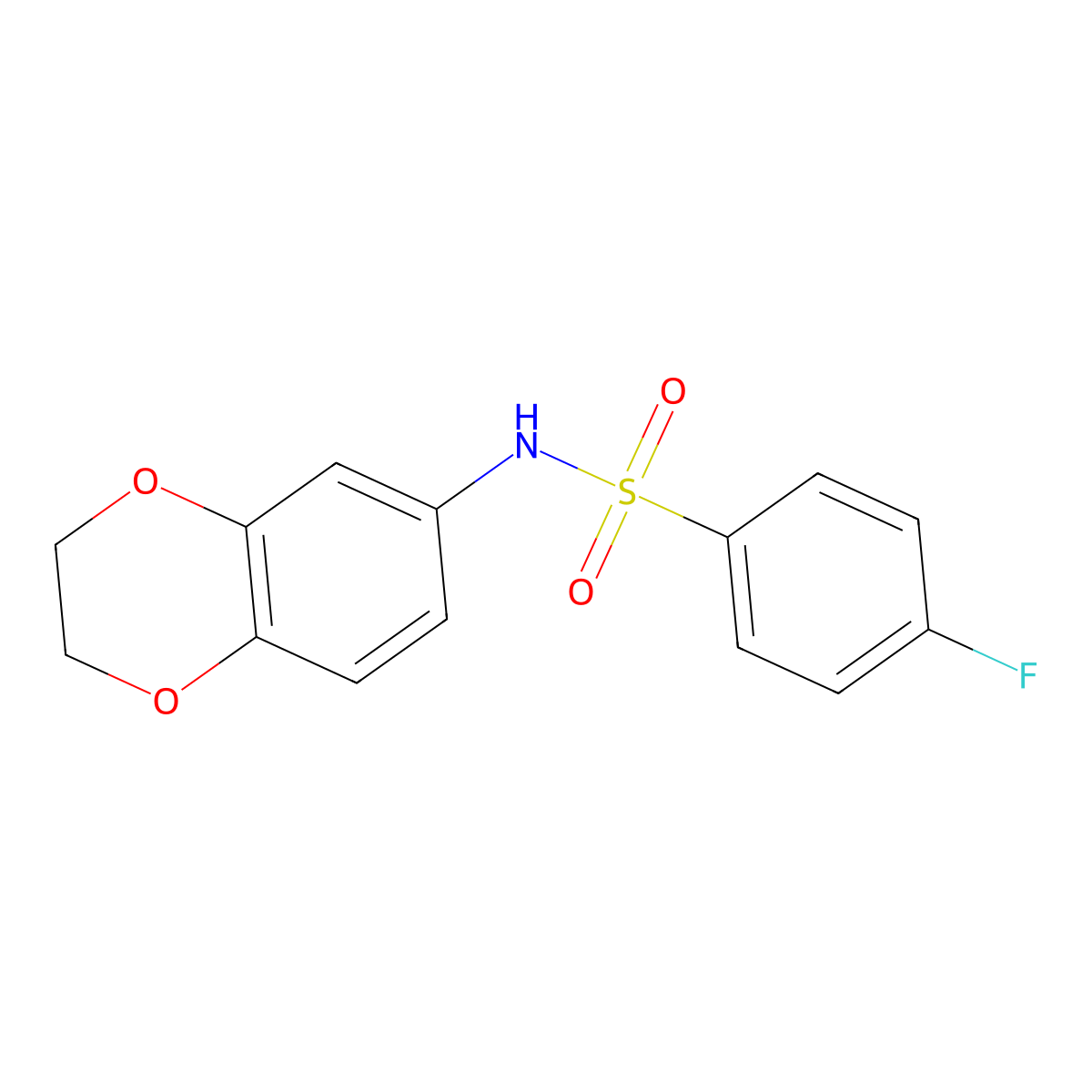 N-(2,3-dihydro-1,4-benzodioxin-6-yl)-4-fluorobenzenesulfonamide molecular structure, CAS 329043-48-3