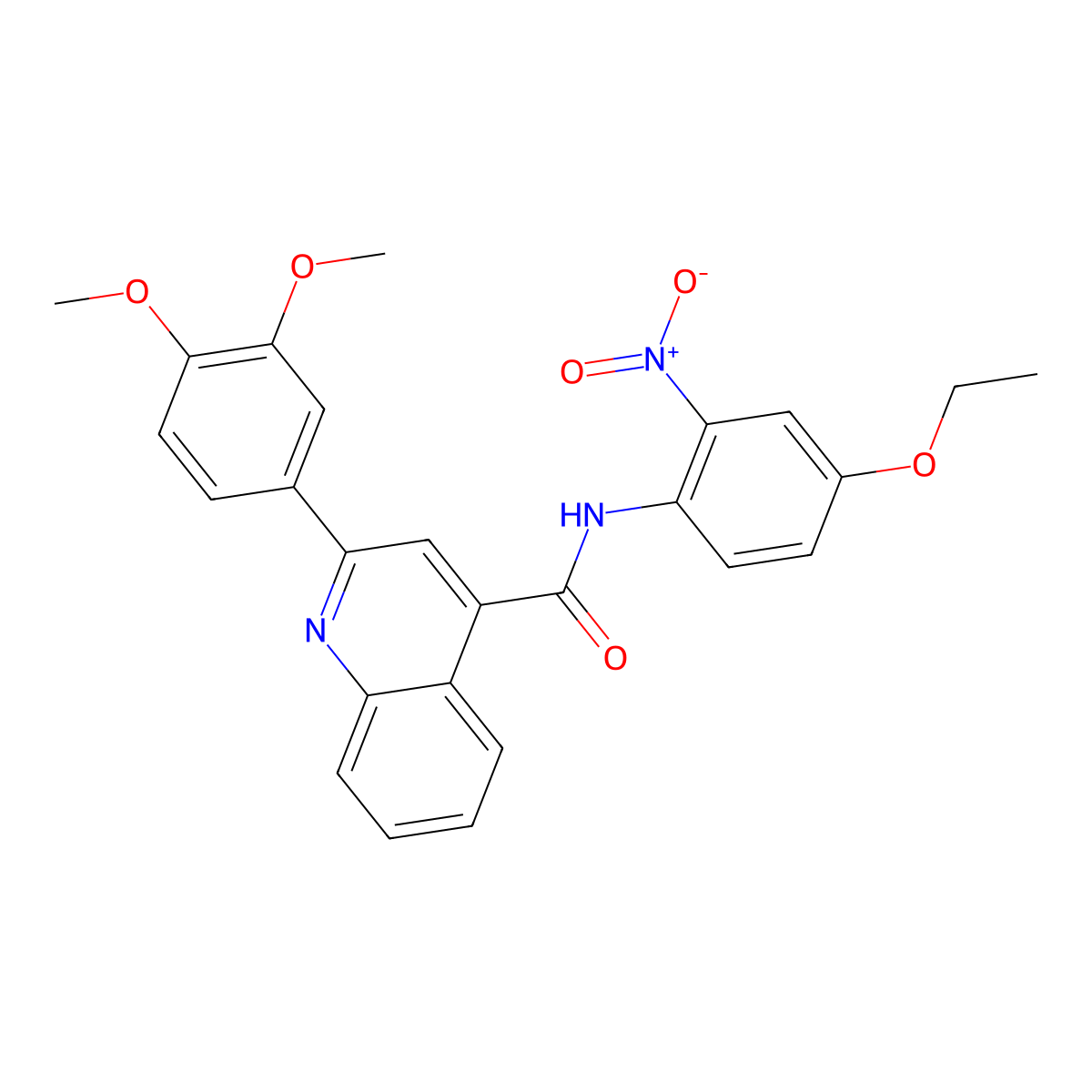 2-(3,4-dimethoxyphenyl)-N-(4-ethoxy-2-nitrophenyl)quinoline-4-carboxamide molecular structure, CAS 329043-49-4