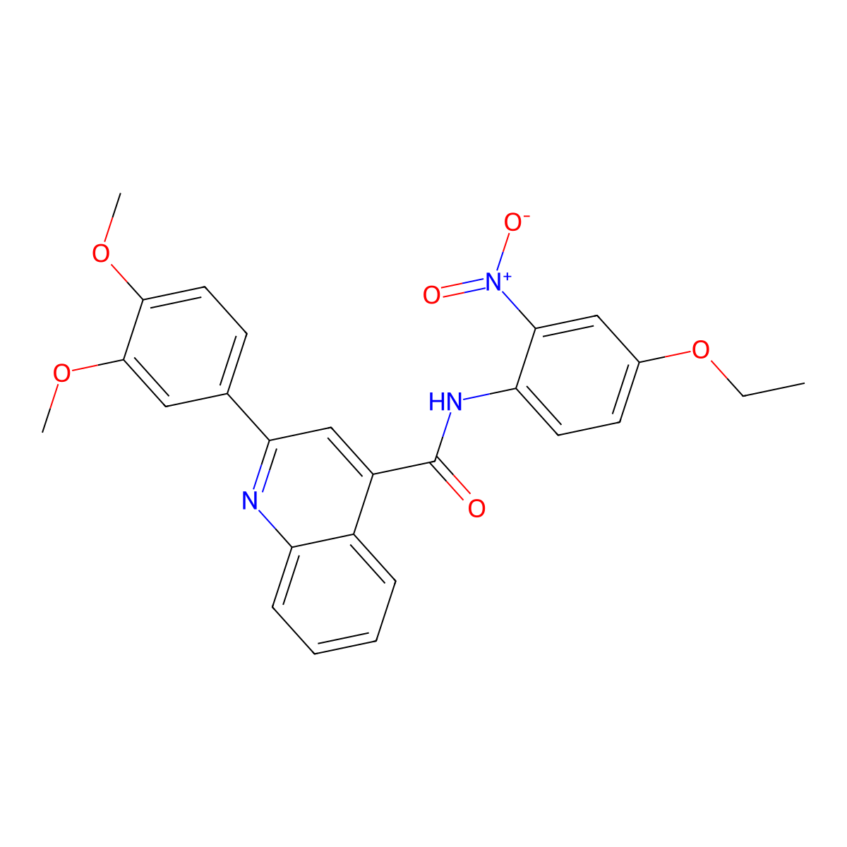 2-(3,4-dimethoxyphenyl)-N-(4-ethoxy-2-nitrophenyl)quinoline-4-carboxamide molecular structure, CAS 329043-49-4