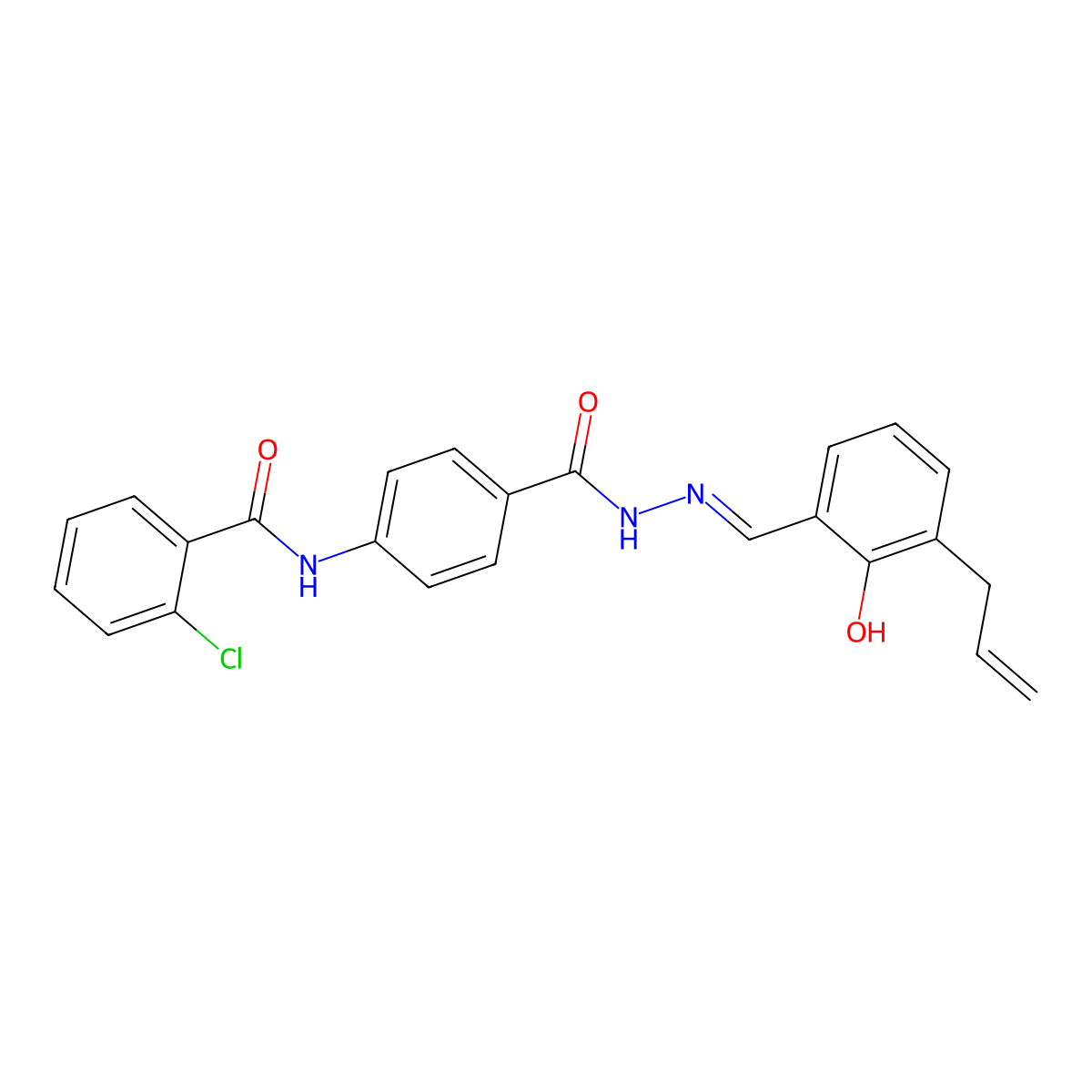 4-[(2-Chlorobenzoyl)amino]benzoic acid 2-[[2-hydroxy-3-(2-propen-1-yl)phenyl]methylene]hydrazide molecular structure, CAS 329045-46-7