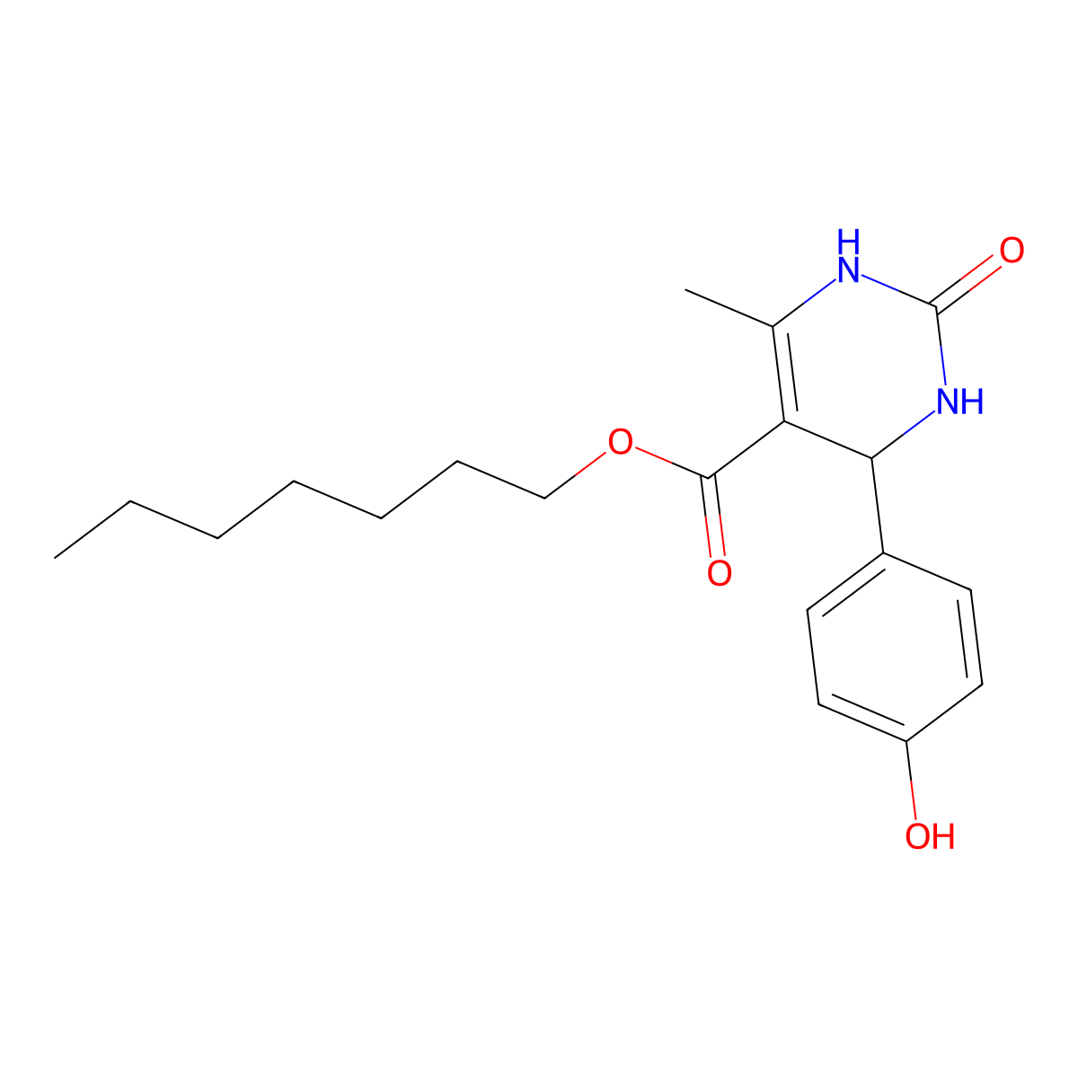 Heptyl 4-(4-hydroxyphenyl)-6-methyl-2-oxo-1,2,3,4-tetrahydropyrimidine-5-carboxylate molecular structure, CAS 329048-25-1