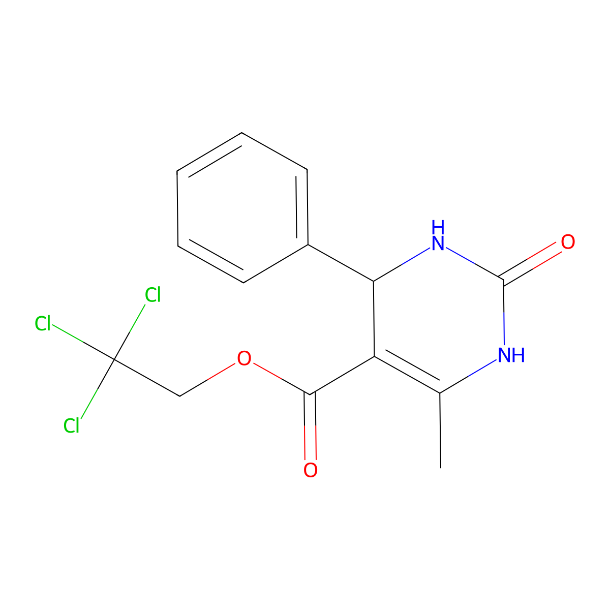 2,2,2-Trichloroethyl 6-methyl-2-oxo-4-phenyl-1,2,3,4-tetrahydropyrimidine-5-carboxylate molecular structure, CAS 329048-26-2