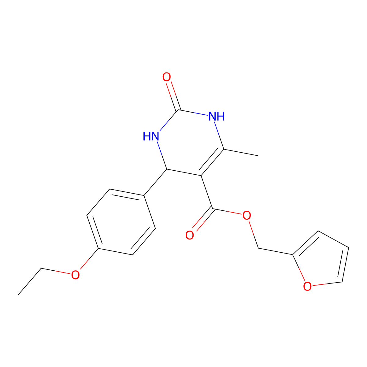 Furan-2-ylmethyl 4-(4-ethoxyphenyl)-6-methyl-2-oxo-1,2,3,4-tetrahydropyrimidine-5-carboxylate molecular structure, CAS 329048-87-5