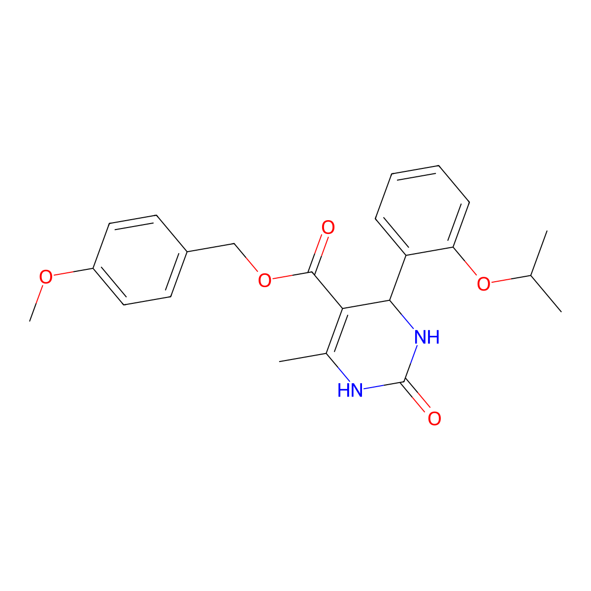 (4-methoxyphenyl)methyl 6-methyl-2-oxo-4-(2-propan-2-yloxyphenyl)-3,4-dihydro-1H-pyrimidine-5-carboxylate molecular structure, CAS 329048-91-1