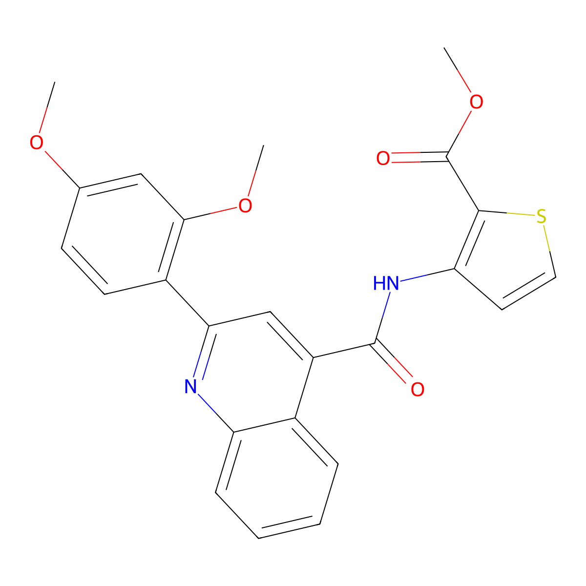 Methyl 3-[[2-(2,4-dimethoxyphenyl)quinoline-4-carbonyl]amino]thiophene-2-carboxylate molecular structure, CAS 329049-85-6