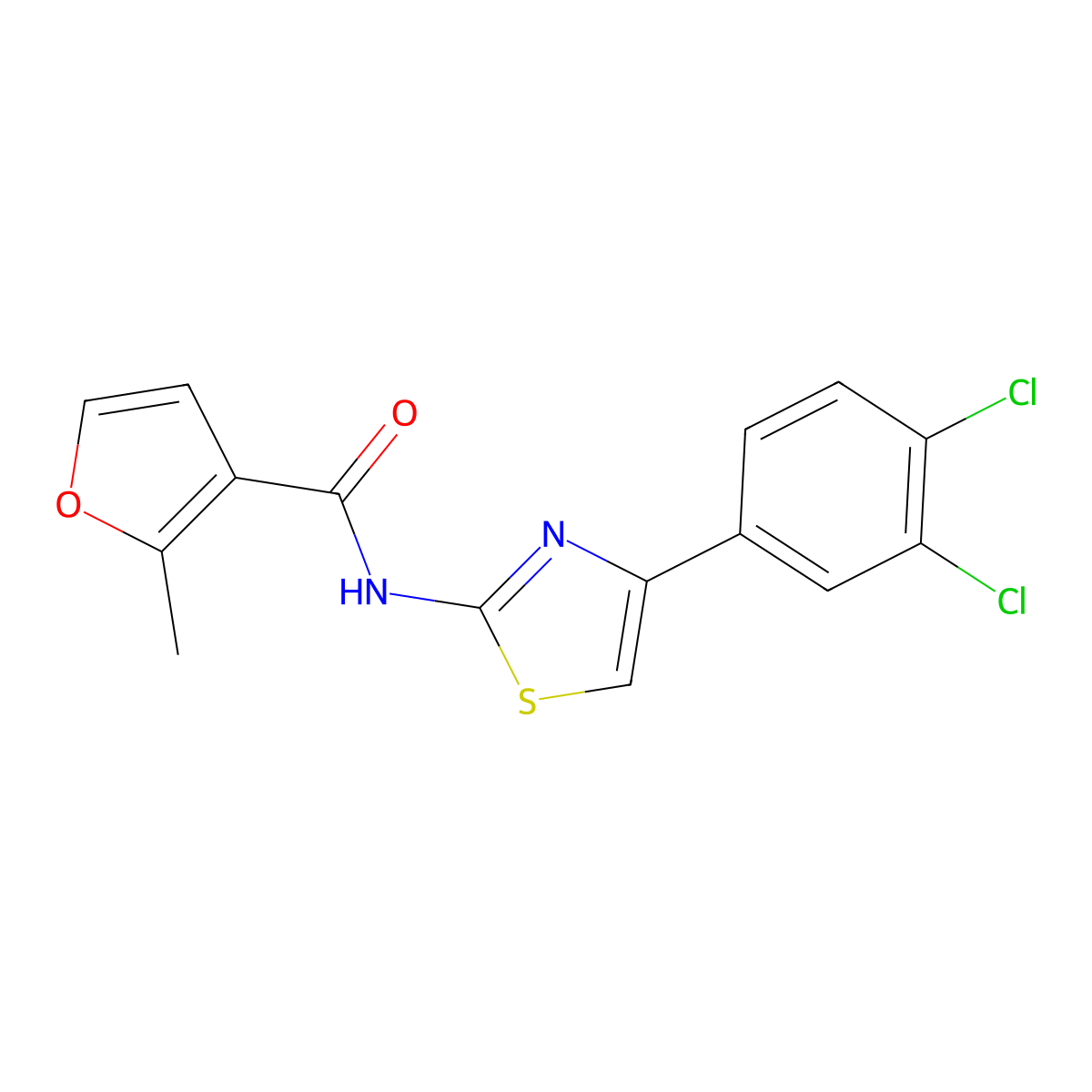 N-[4-(3,4-dichlorophenyl)-1,3-thiazol-2-yl]-2-methylfuran-3-carboxamide molecular structure, CAS 329049-89-0