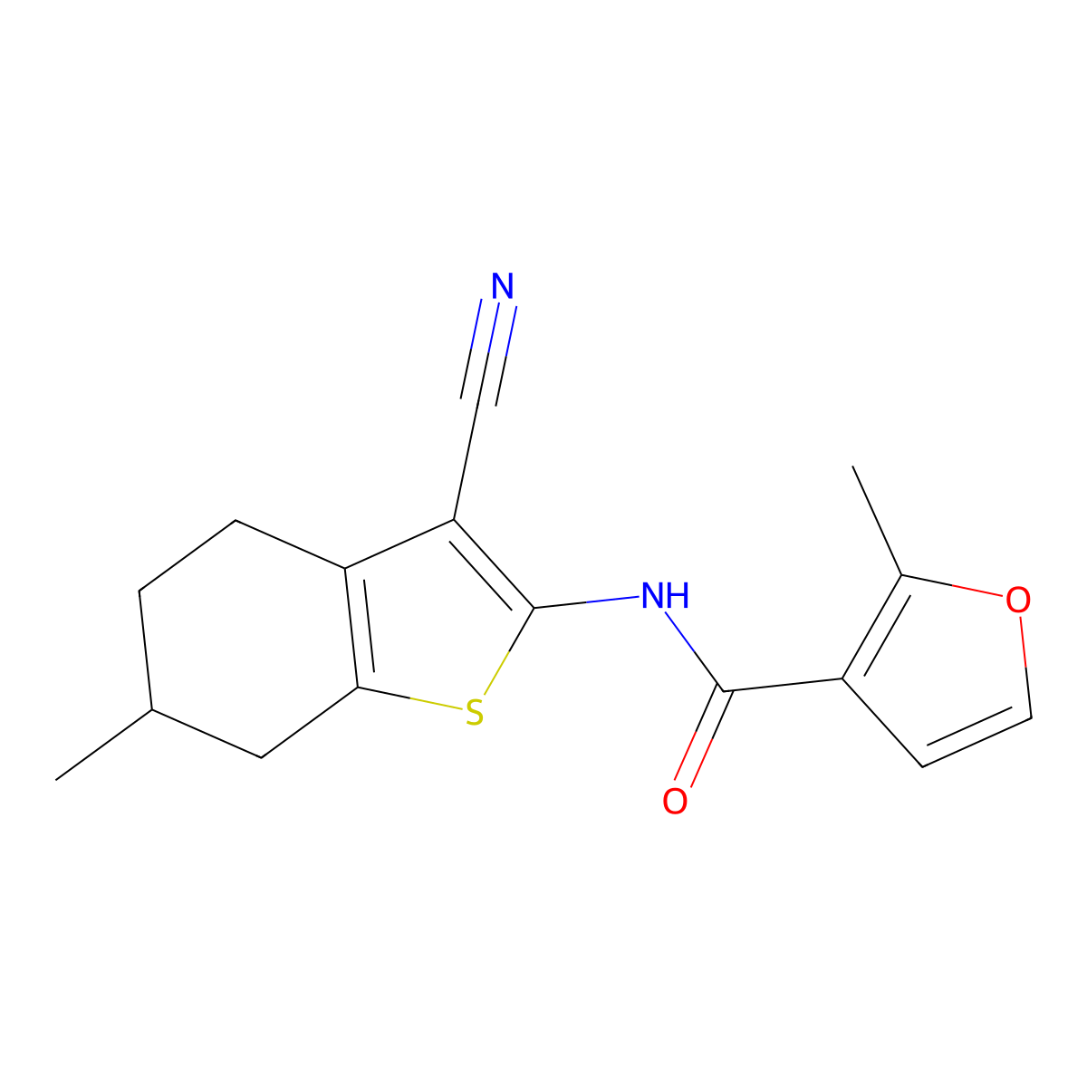 N-(3-cyano-6-methyl-4,5,6,7-tetrahydro-1-benzothiophen-2-yl)-2-methylfuran-3-carboxamide molecular structure, CAS 329049-97-0