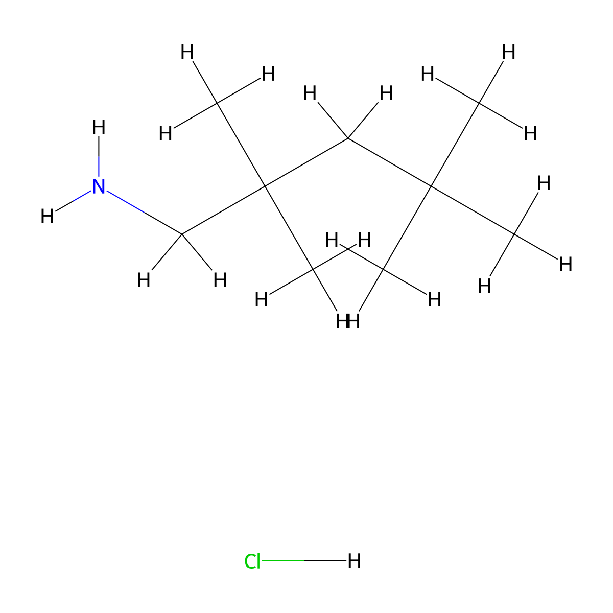 2,2,4,4-Tetramethylpentan-1-amine hydrochloride molecular structure, CAS 32905-79-6
