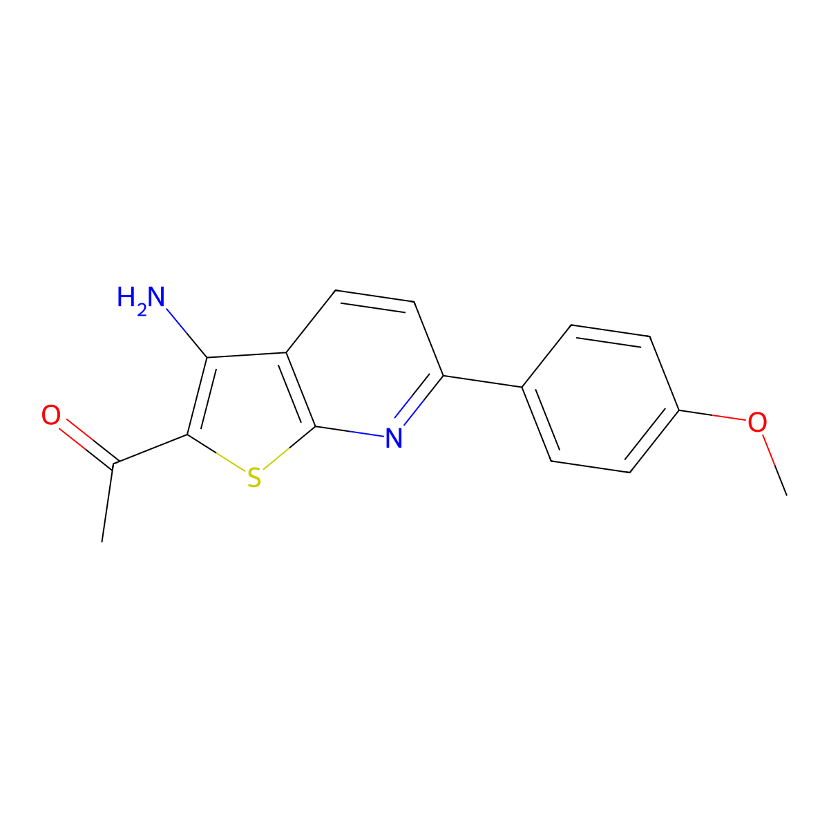 1-[3-Amino-6-(4-methoxyphenyl)thieno[2,3-b]pyridin-2-yl]ethanone molecular structure, CAS 329057-22-9