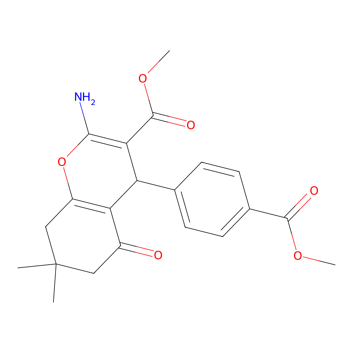 methyl 2-amino-4-[4-(methoxycarbonyl)phenyl]-7,7-dimethyl-5-oxo-5,6,7,8-tetrahydro-4H-chromene-3-carboxylate molecular structure, CAS 329057-46-7