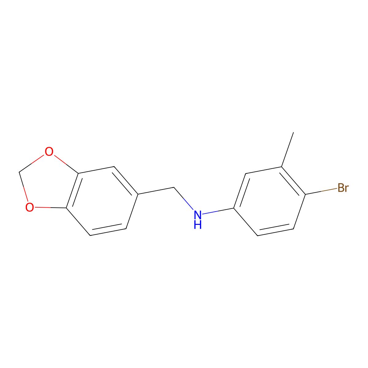 N-(1,3-benzodioxol-5-ylmethyl)-4-bromo-3-methylaniline molecular structure, CAS 329058-81-3