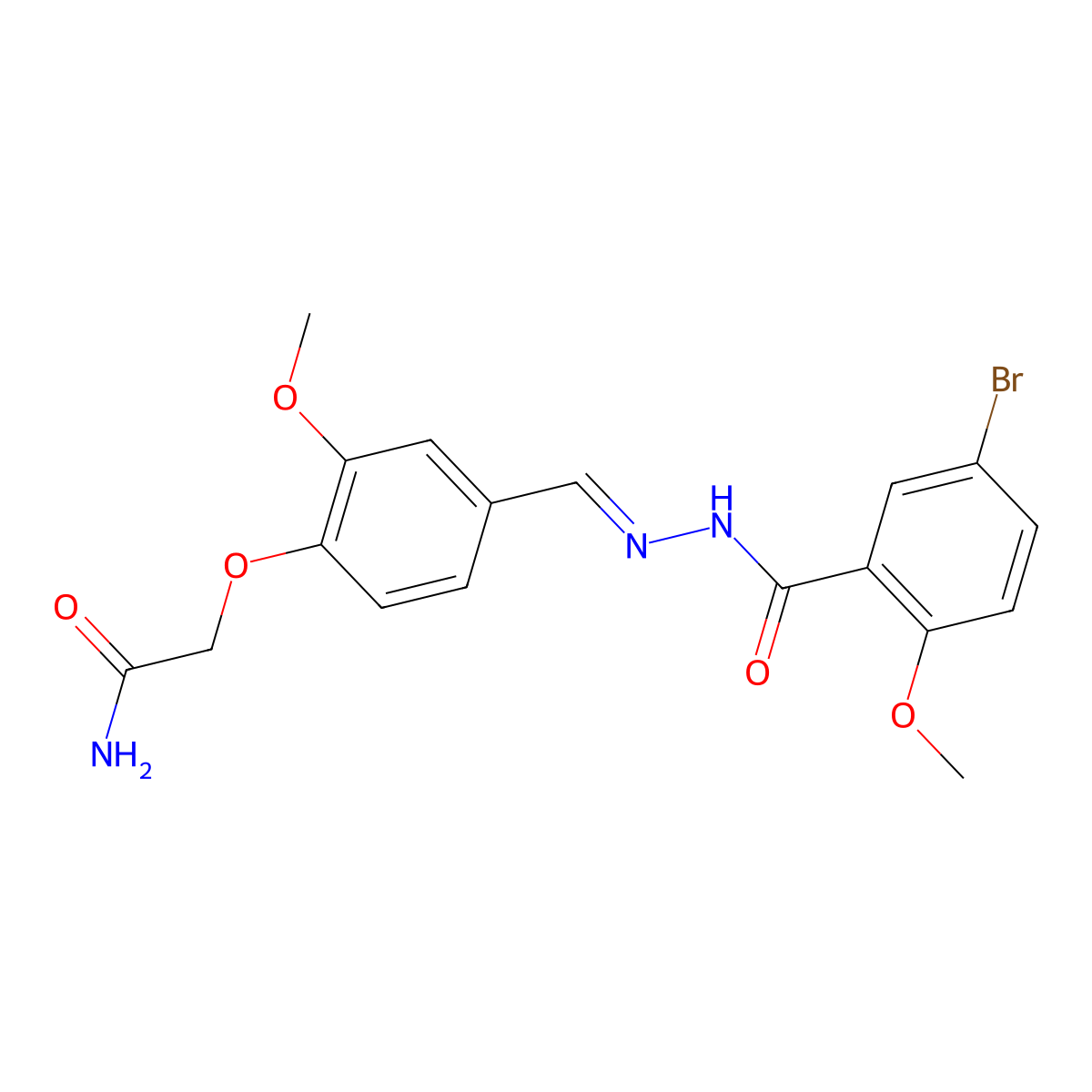 5-Bromo-2-methoxybenzoic acid 2-[[4-(2-amino-2-oxoethoxy)-3-methoxyphenyl]methylene]hydrazide molecular structure, CAS 329058-84-6