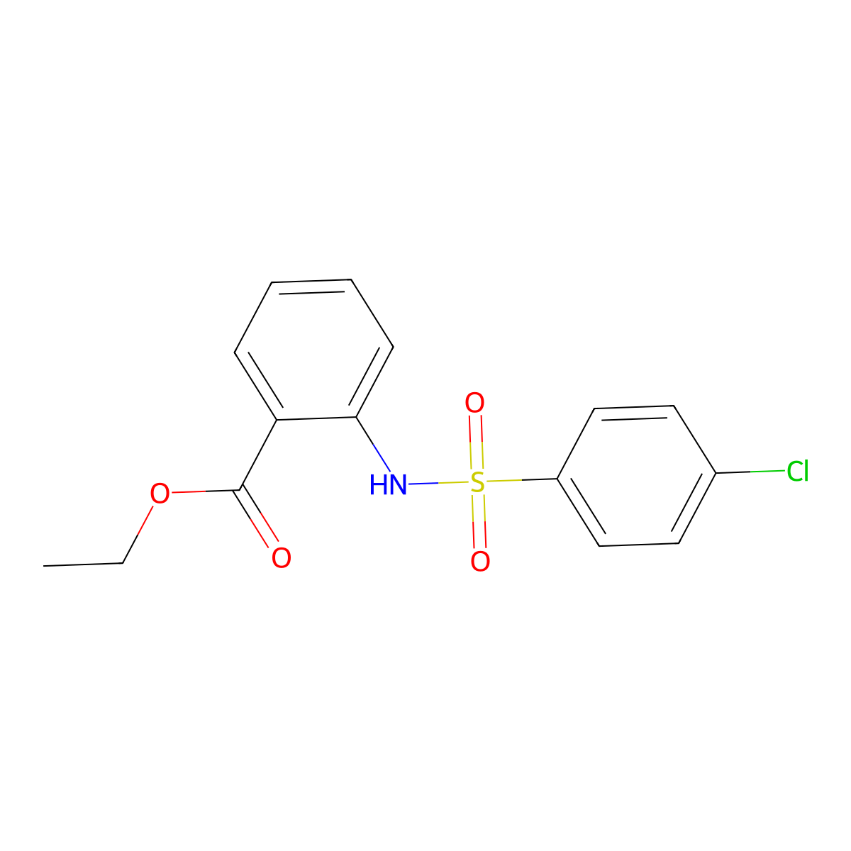 Ethyl 2-[(4-chlorophenyl)sulfonylamino]benzoate molecular structure, CAS 329059-19-0