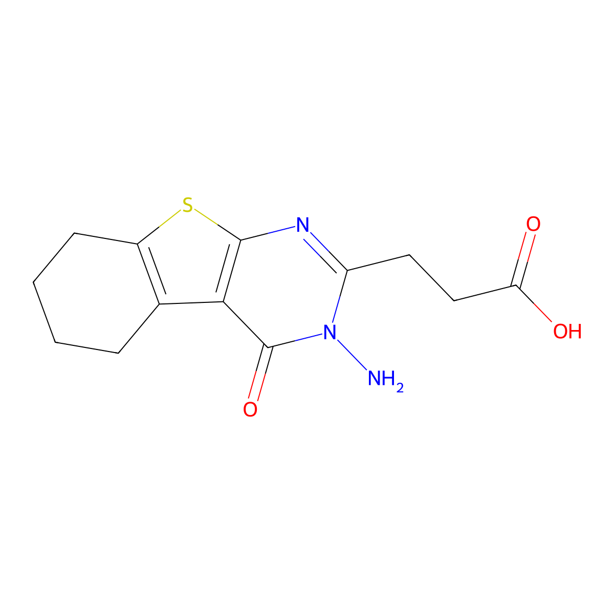 3-(3-Amino-4-oxo-3,4,5,6,7,8-hexahydro[1]benzothieno[2,3-d]pyrimidin-2-yl)propanoic acid molecular structure, CAS 329059-73-6