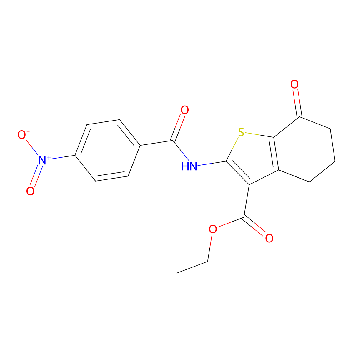Ethyl 2-{[(4-nitrophenyl)carbonyl]amino}-7-oxo-4,5,6,7-tetrahydro-1-benzothiophene-3-carboxylate molecular structure, CAS 329059-84-9