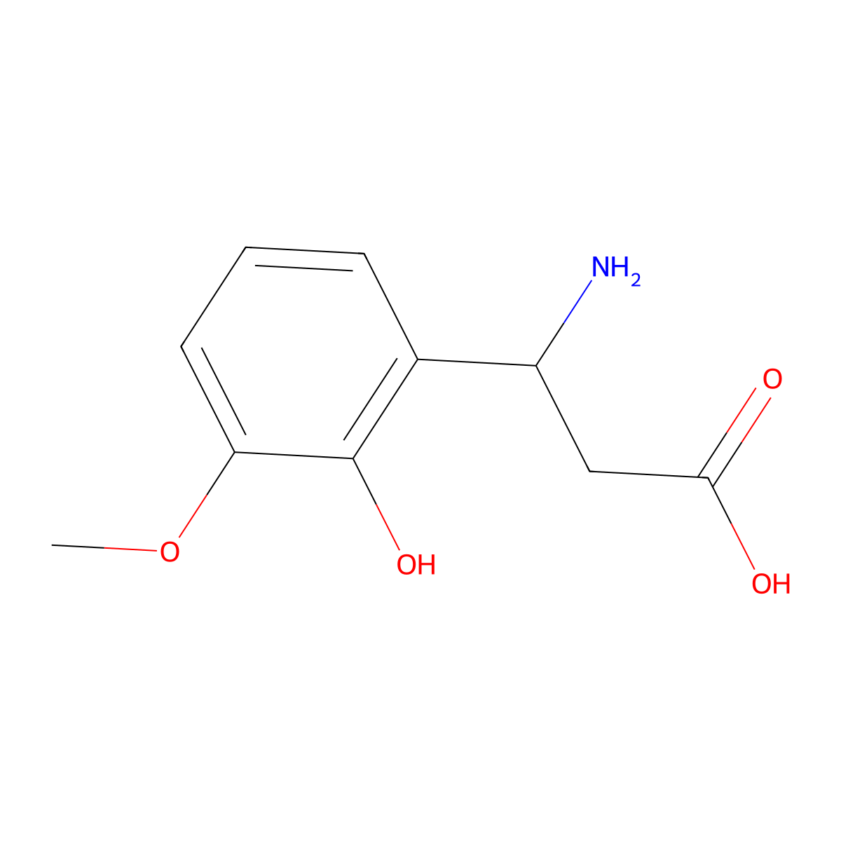 3-Amino-3-(2-hydroxy-3-methoxyphenyl)propanoic acid molecular structure, CAS 32906-18-6