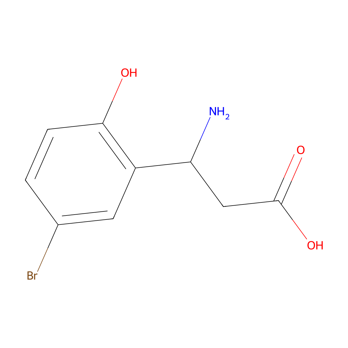 3-Amino-3-(5-bromo-2-hydroxyphenyl)propanoic acid molecular structure, CAS 32906-30-2