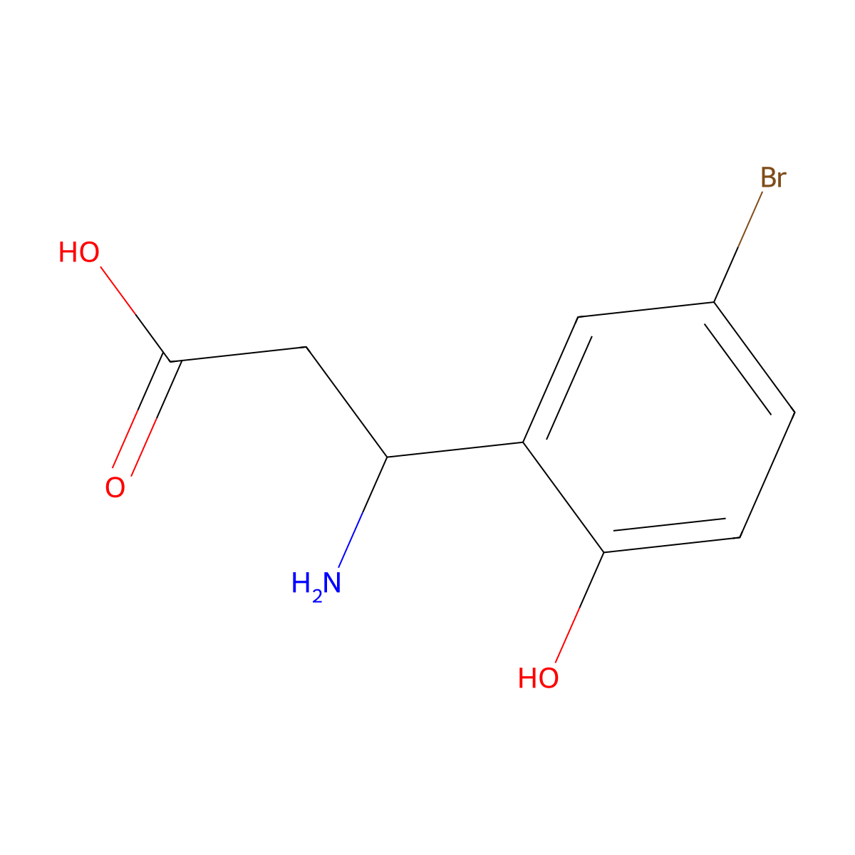 3-Amino-3-(5-bromo-2-hydroxyphenyl)propanoic acid molecular structure, CAS 32906-30-2