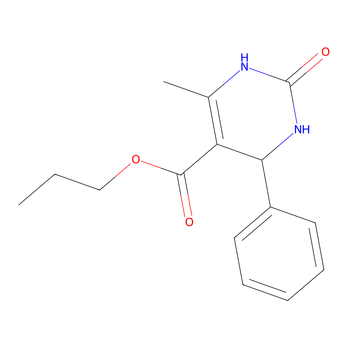 Propyl 6-methyl-2-oxo-4-phenyl-1,2,3,4-tetrahydropyrimidine-5-carboxylate molecular structure, CAS 329061-31-6
