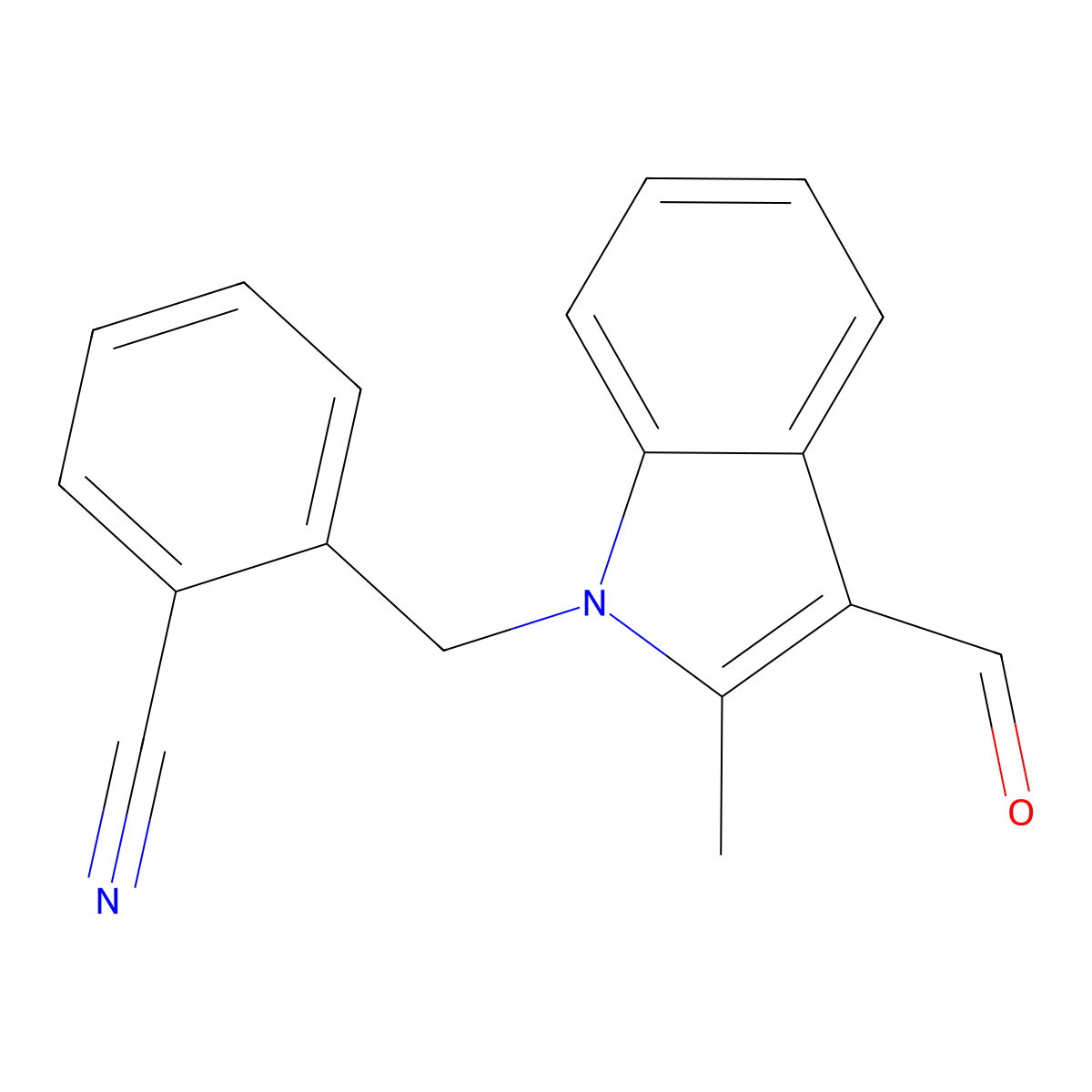 2-[(3-formyl-2-methyl-1H-indol-1-yl)methyl]benzonitrile molecular structure, CAS 329061-80-5