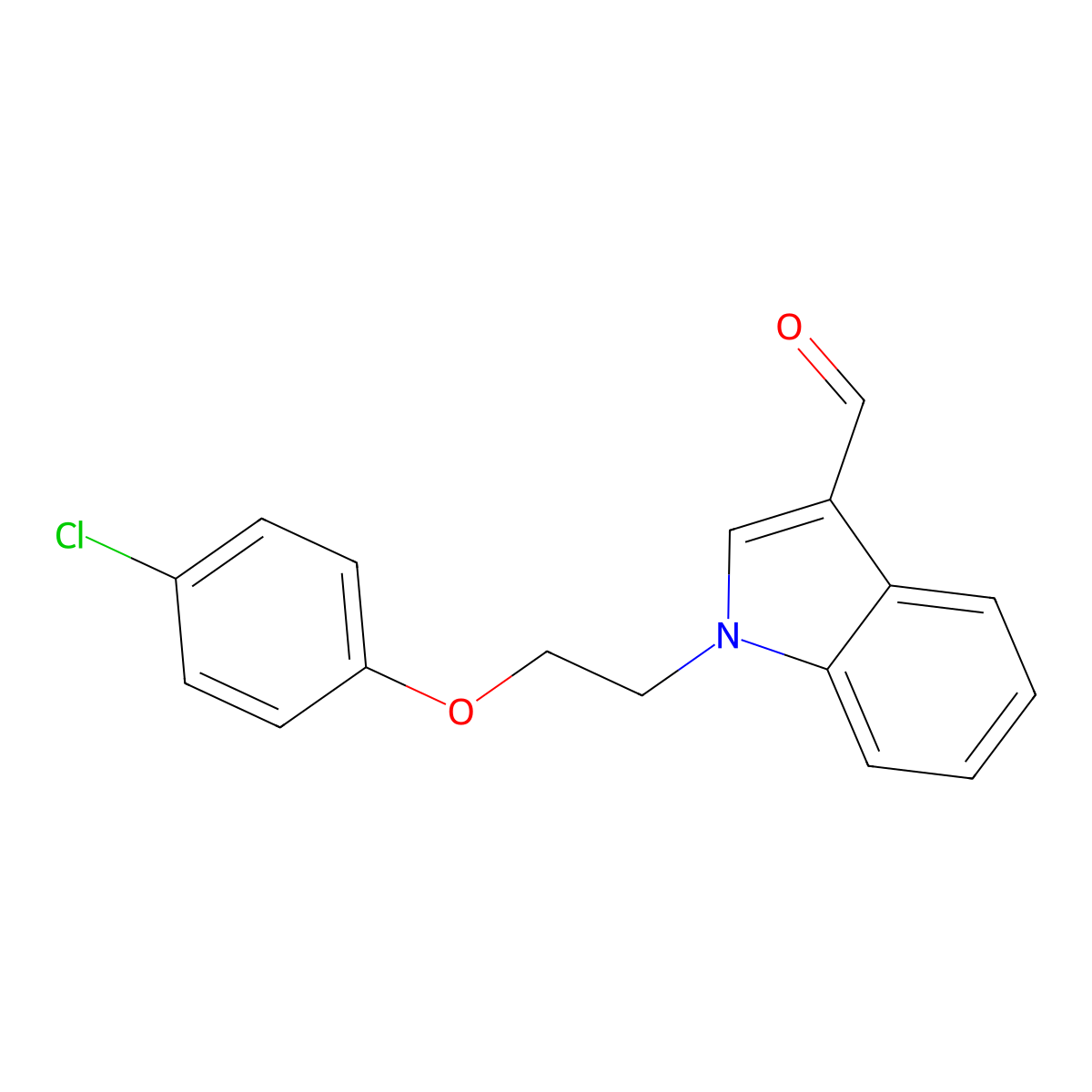 1-[2-(4-Chlorophenoxy)ethyl]-1H-indole-3-carbaldehyde molecular structure, CAS 329061-82-7