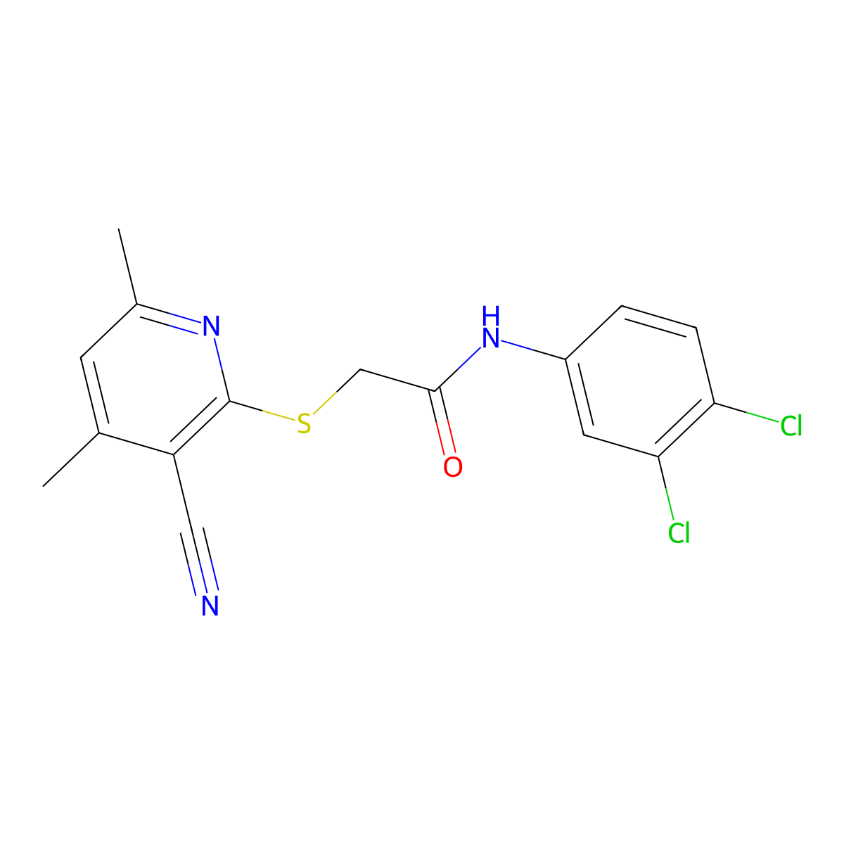 2-(3-cyano-4,6-dimethylpyridin-2-yl)sulfanyl-N-(3,4-dichlorophenyl)acetamide molecular structure, CAS 329062-48-8