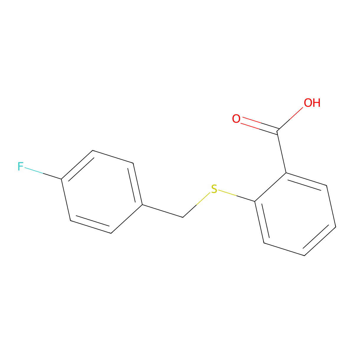 2-[(4-Fluorobenzyl)thio]benzoic acid molecular structure, CAS 329063-99-2