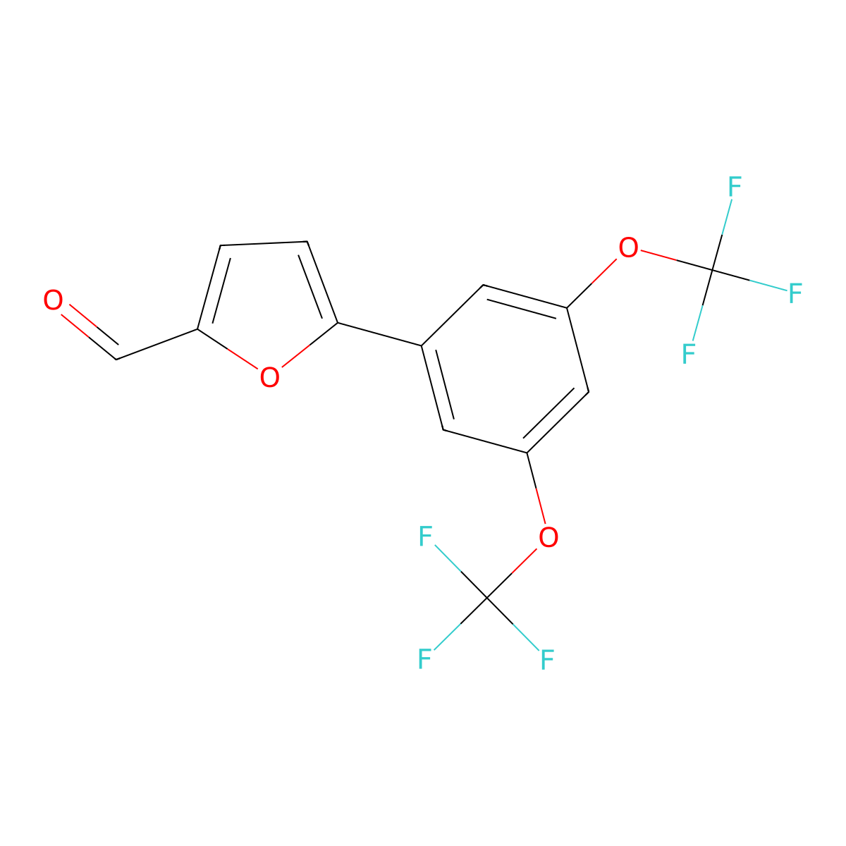 5-[3,5-Bis(trifluoromethoxy)phenyl]furan-2-carbaldehyde molecular structure, CAS 329064-08-6